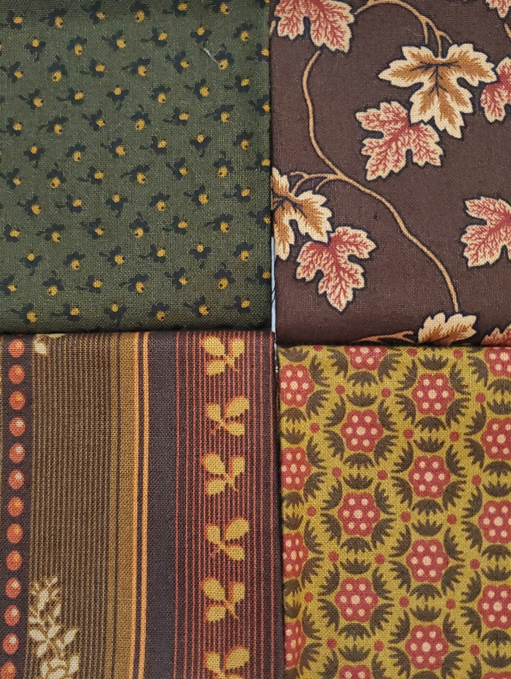 Fat Quarters Fall Colors Leaves Greens Orange Mustard Brown